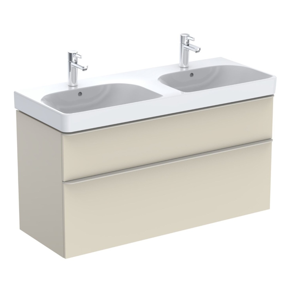 Product Cut out image of the Geberit Smyle Square 1200mm Sand Double Vanity Unit & Washbasin